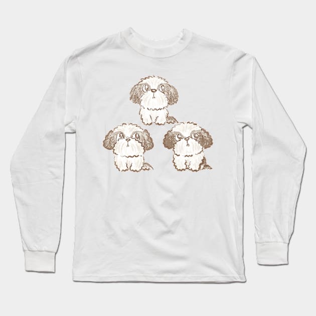 Three Shih Tzu Long Sleeve T-Shirt by sanogawa